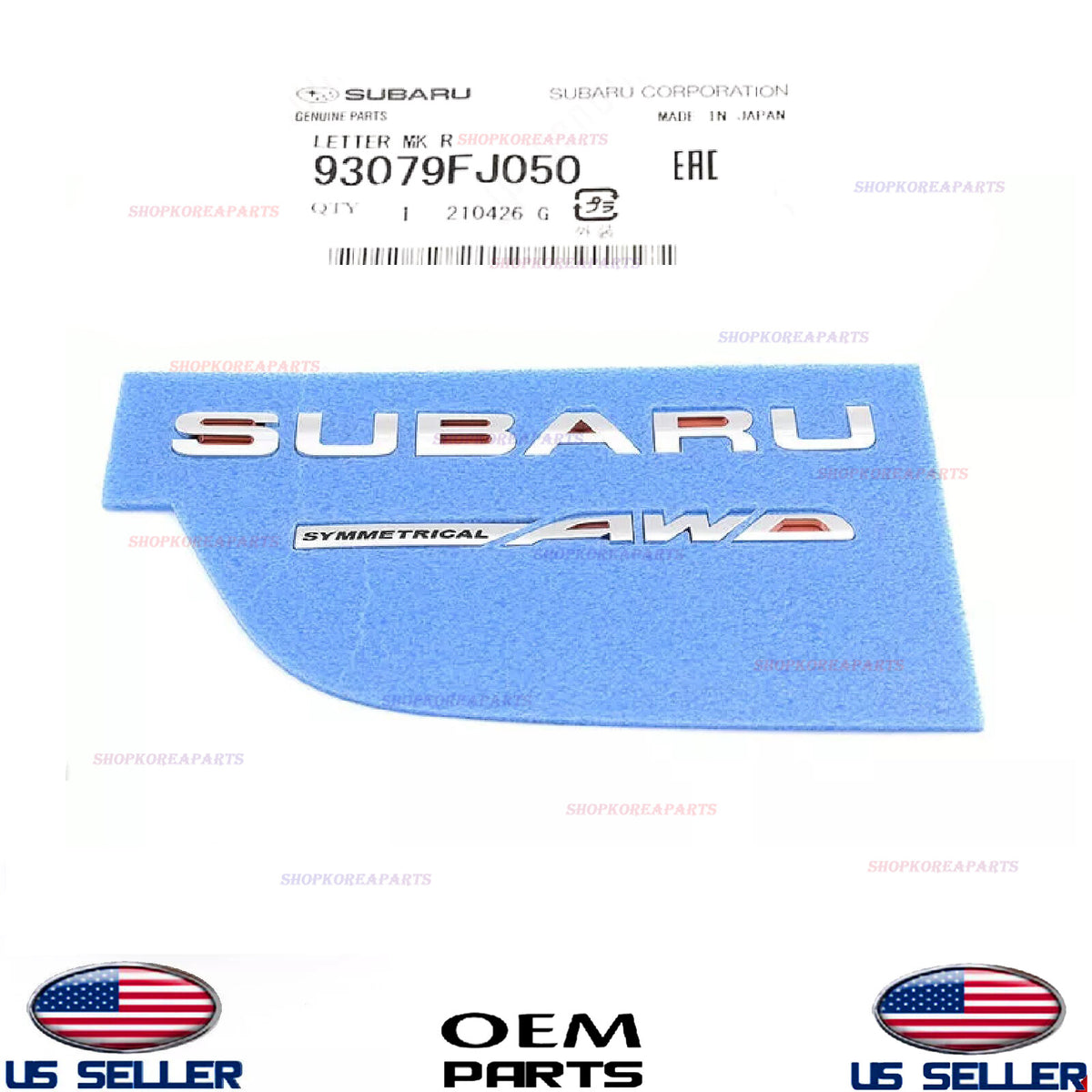 GENUINE OEM Rear Trunk Chrome Emblem Badge Subaru Impreza WRX STI 93079FJ050