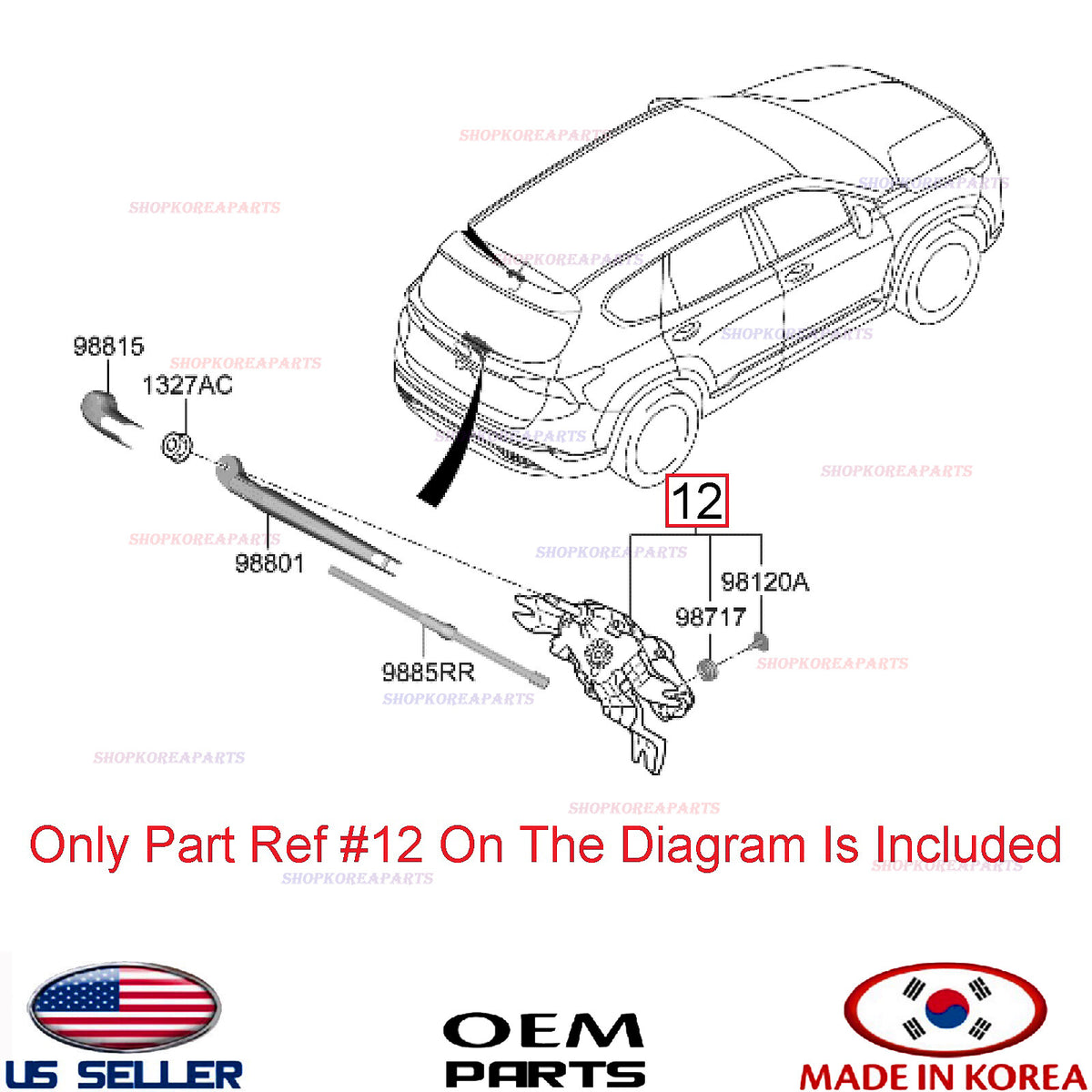 GENUINE Rear Windshield Wiper Motor ⭐OEM⭐ Hyundai Santa Fe 2019-2023