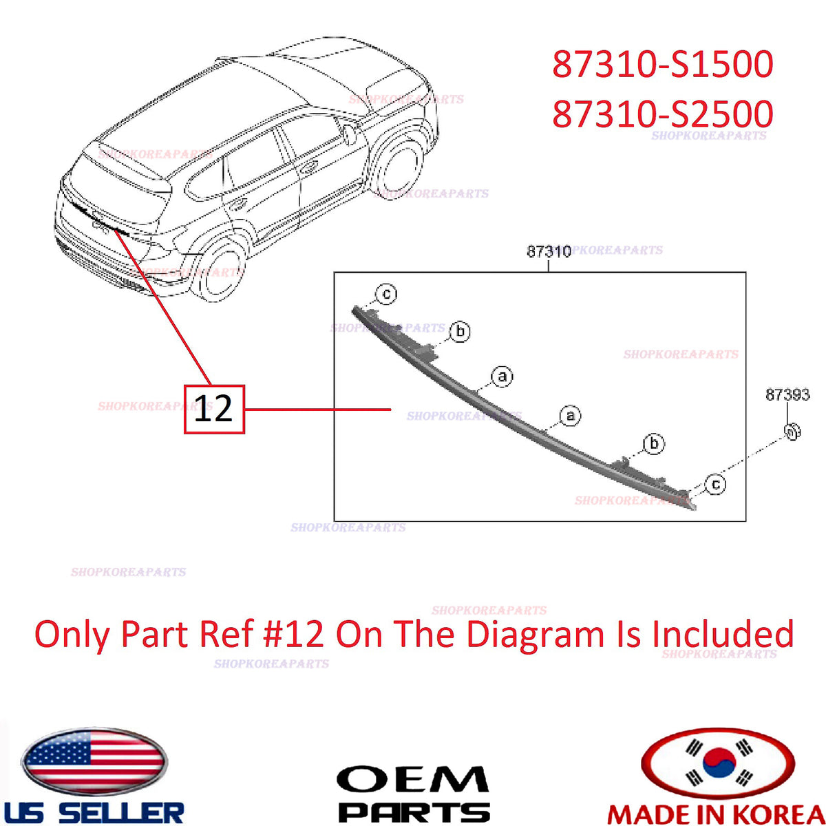 GENUINE Tail Gate Garnish Reflector Molding ⭐OEM⭐ Hyundai Santa Fe 2021-2023