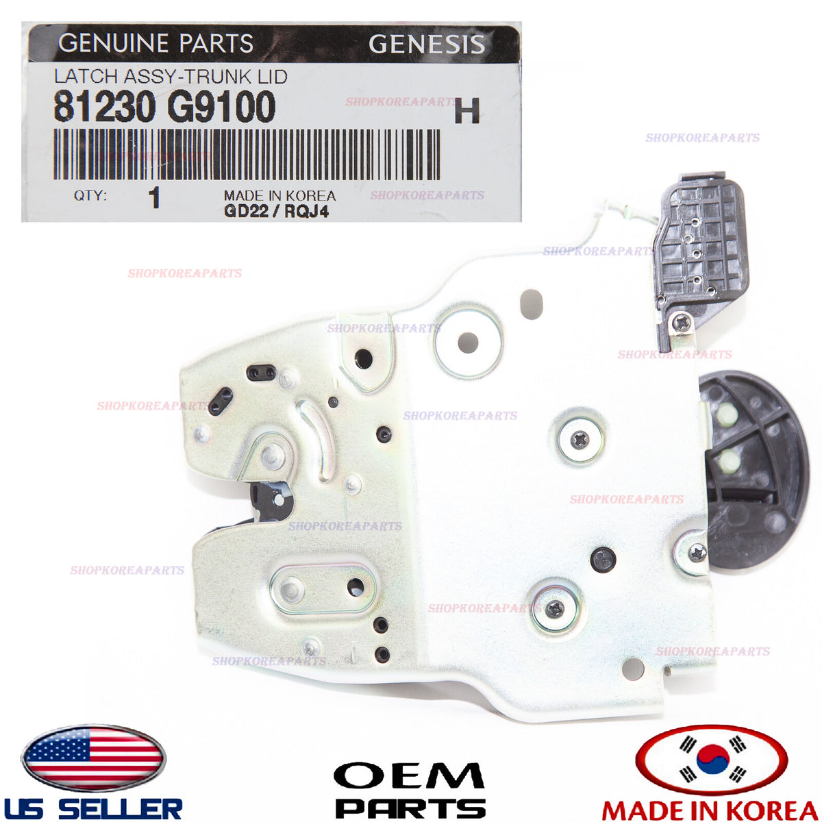 GENUINE Trunk Lid Lock Latch Actuator ⭐OEM⭐ GENESIS G70 2019-2021 81230G9100
