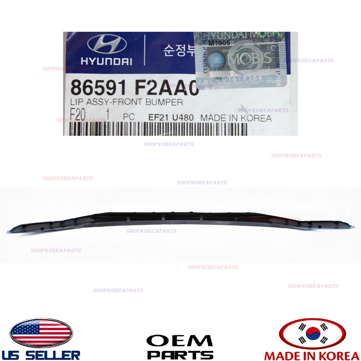 LOWER DEFLECTOR LIP FRONT BUMPER GENUINE! ELANTRA SEDAN 2019-2020 86591F2AA0