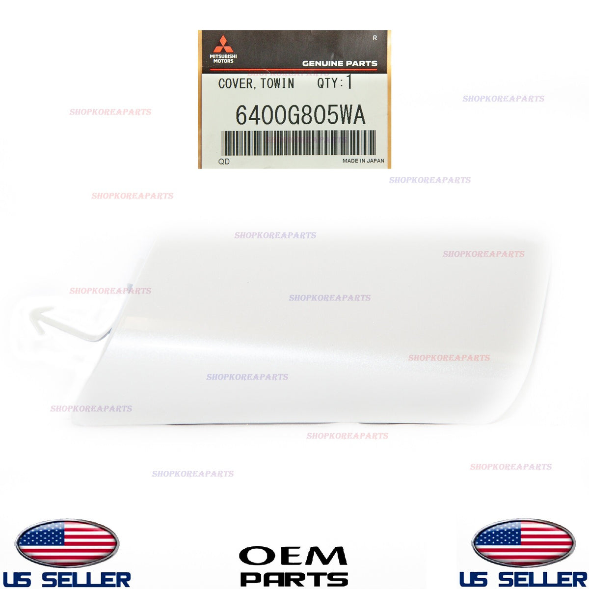 GENUINE Front Bumper Tow Eye Hook Cap Cover WHITE OEM Mitsubishi Lancer 2016-17
