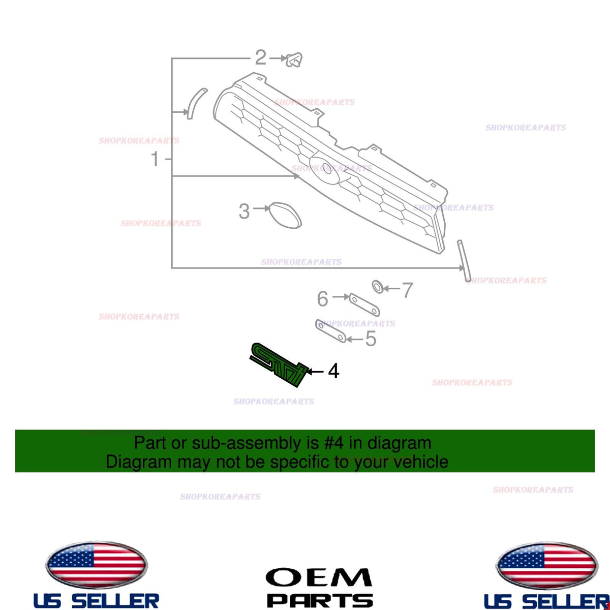 GENUINE OEM Front Grille Pink Emblem 2004-2005 Subaru Impreza WRX STI 93013FE070