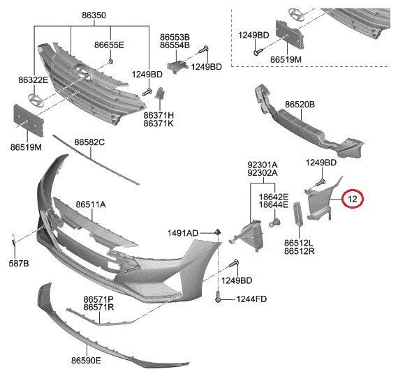 DUCT ASSY AIR CURTAIN RIGHT GENUINE! HYUNDAI ELANTRA SEDAN 2019-2020 86568F2AA0