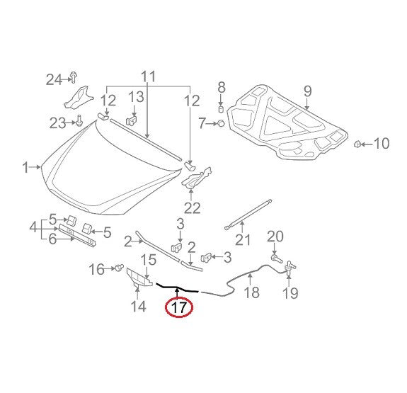 GENUINE Hood Latch Release Front Cable OEM Sonata 2006-2010 | Azera 2007-2011