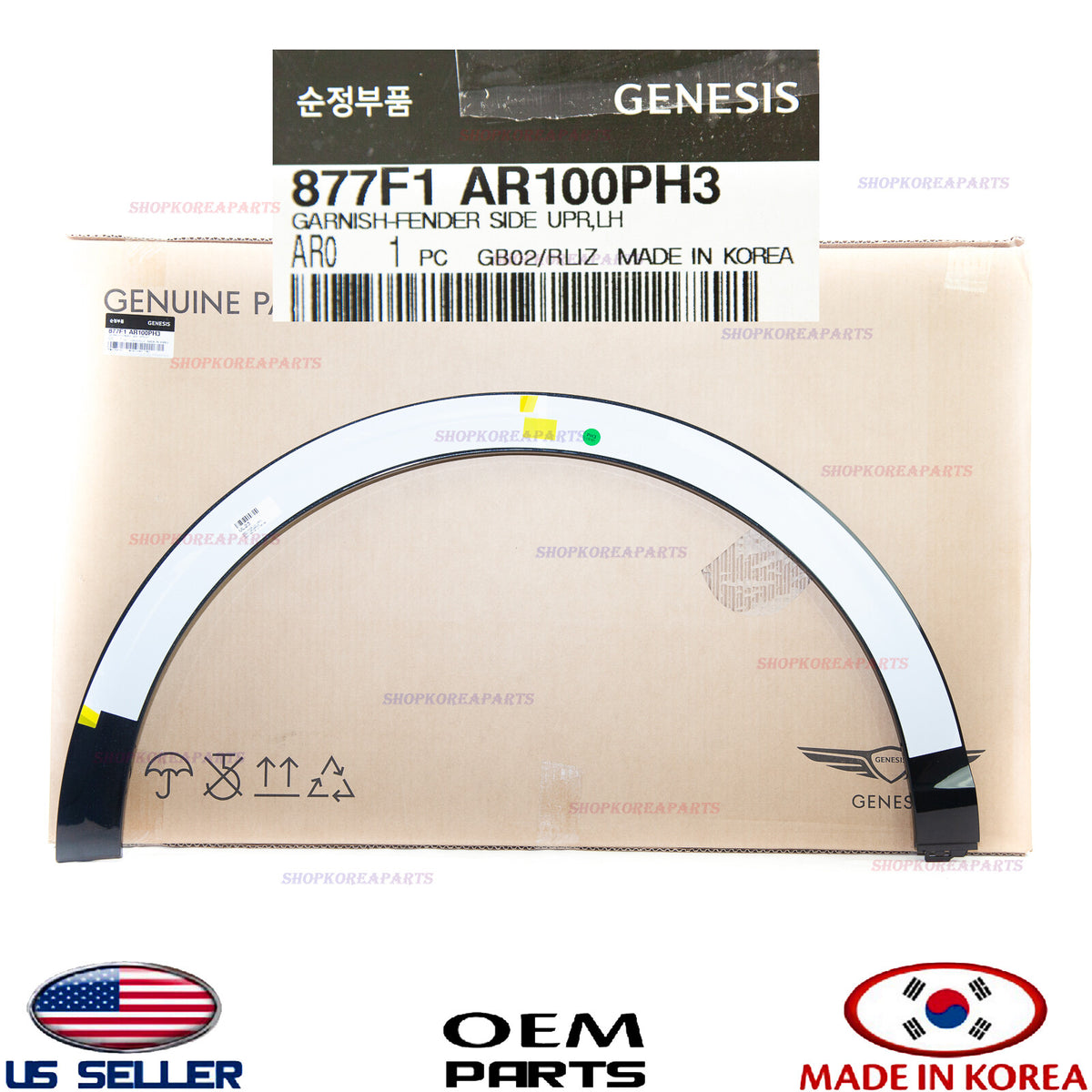 GENUINE BLACK Front Fender Wheel Molding LEFT Driver Side OEM GV70 Sport 2022-26