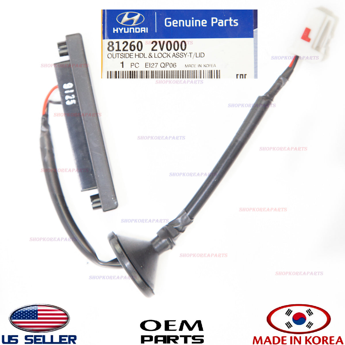 GENUINE OEM Outside Trunk Lid Lock Handle Lock Switch 12-17 Veloster W/O Camera