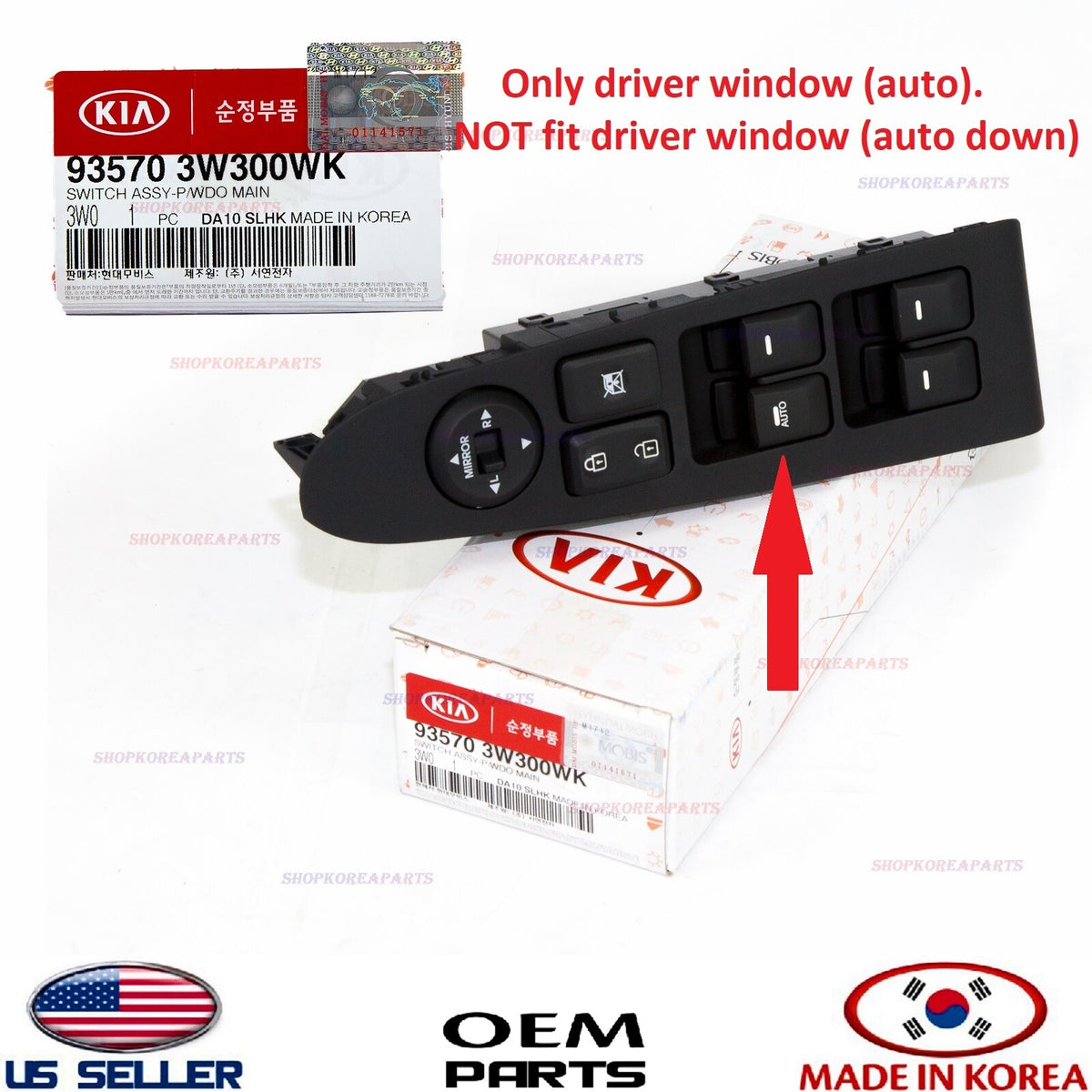 GENUINE Power Window Main Switch OEM Kia Sportage 2011-2016 AUTO ONLY *see photo