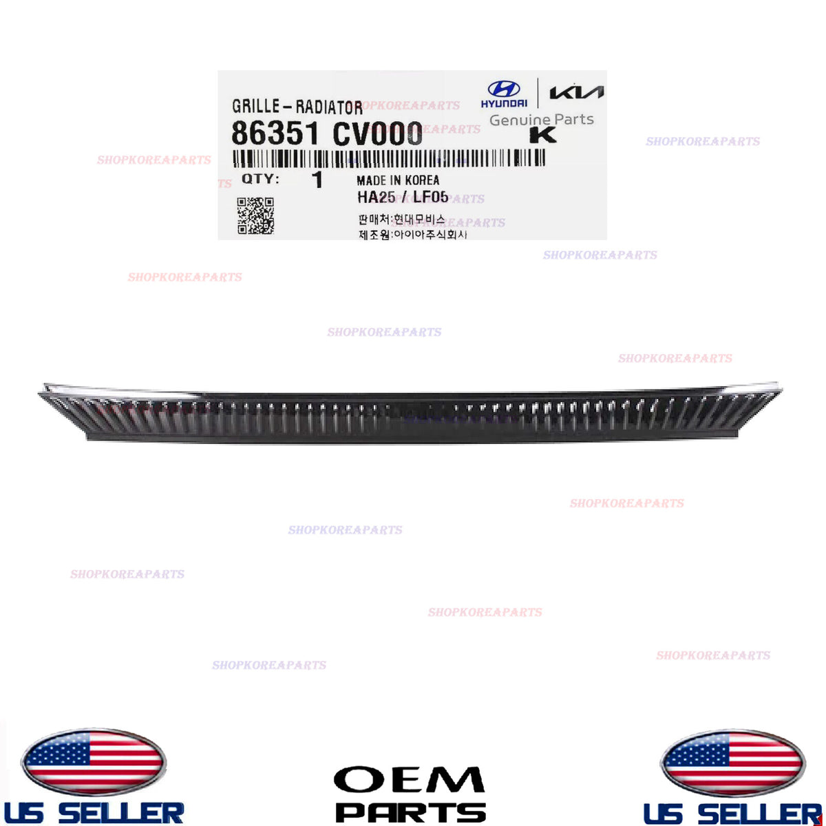 GENUINE OEM Front Upper Grille W/O Camera 2022-2024 Kia EV6 86351-CV000