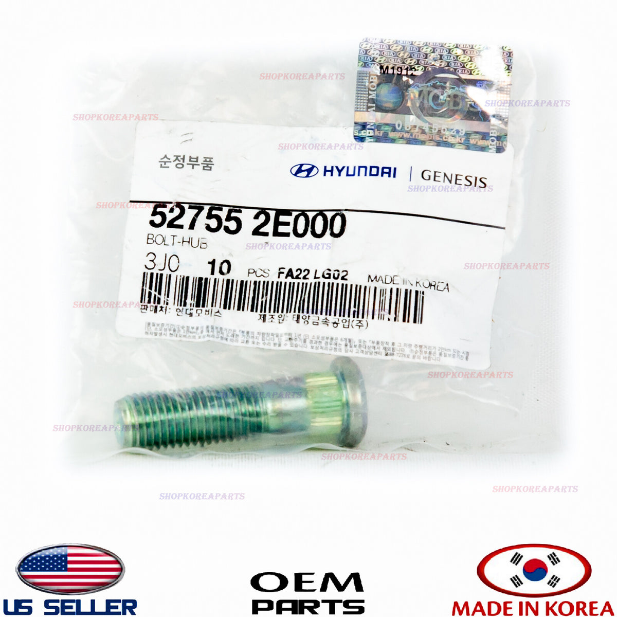 GENUINE OEM Hyundai Kia Wheel Stud Hub Bolt 1pcs *See compatibility 527552E000