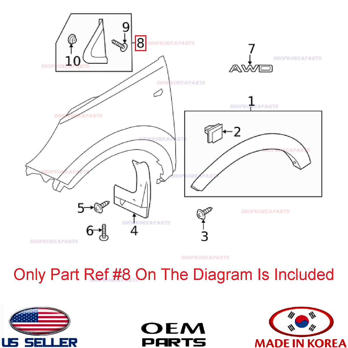 GENUINE Fender Pillar Trim Molding Driver Side Garnish Delta ⭐ Sportage 2017-22