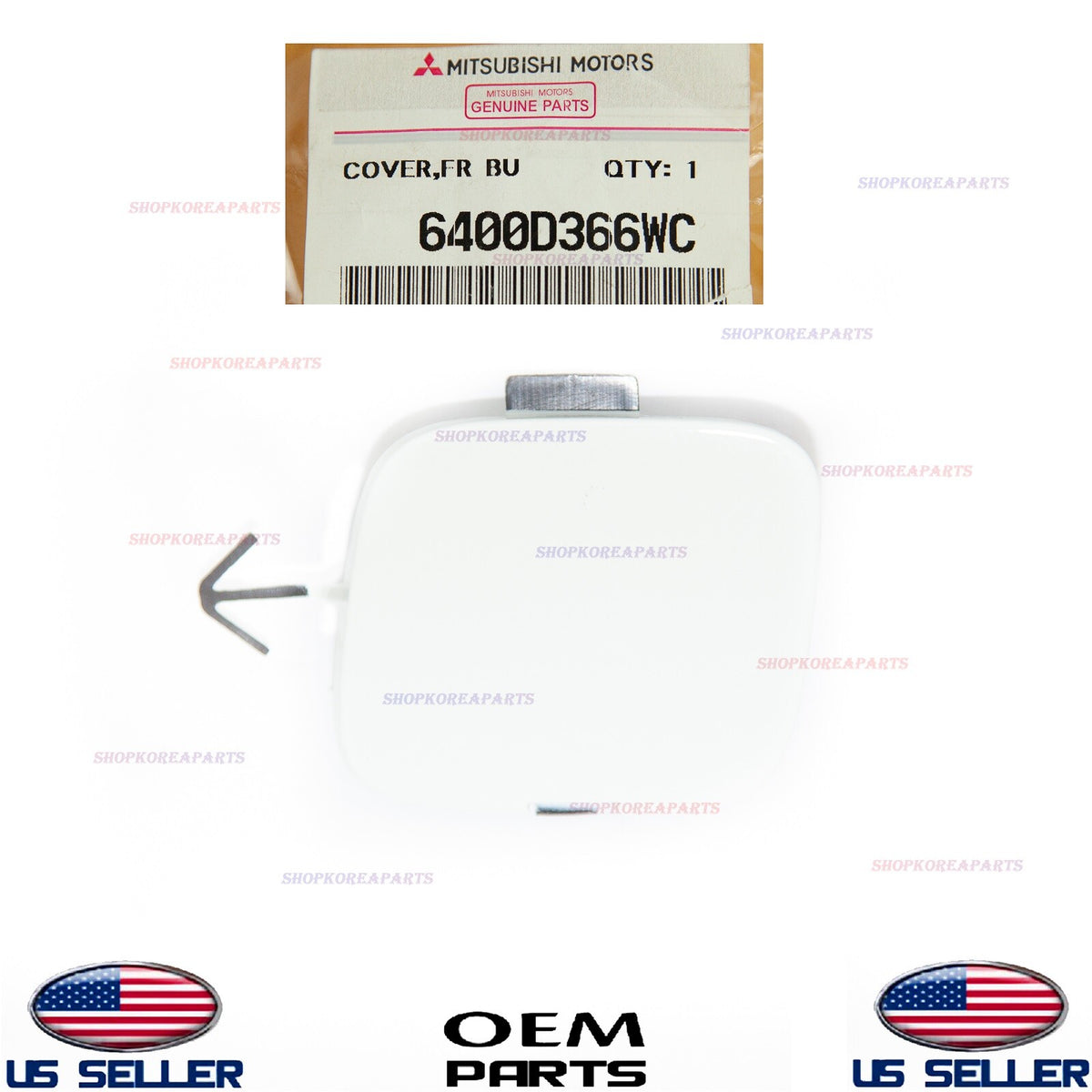 GENUINE Front Bumper Tow Eye Hook Cap Cover WHITE ⭐ Mitsubishi Mirage 2014-2015