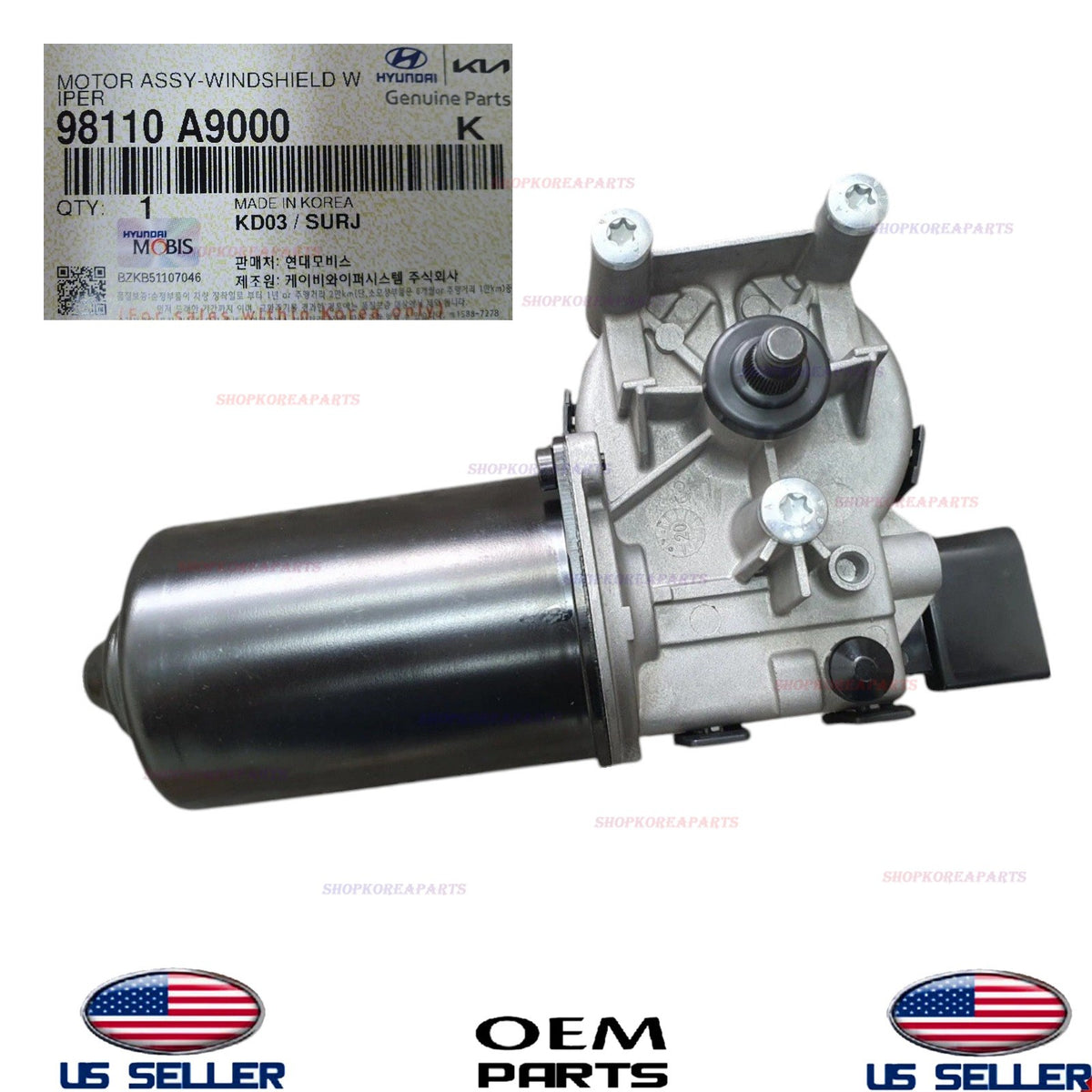 GENUINE OEM Front Windshield Wiper Motor 2015-2021 Kia Sedona 98110-A9000
