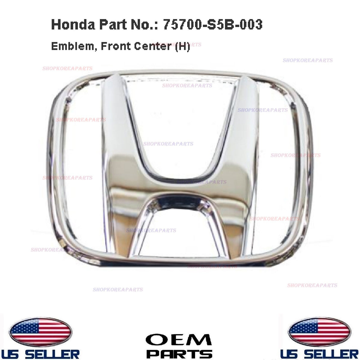 GENUINE Front Grille Emblem OEM Civic Hybrid 03-08 Sedan 06-08 / Element 07-08