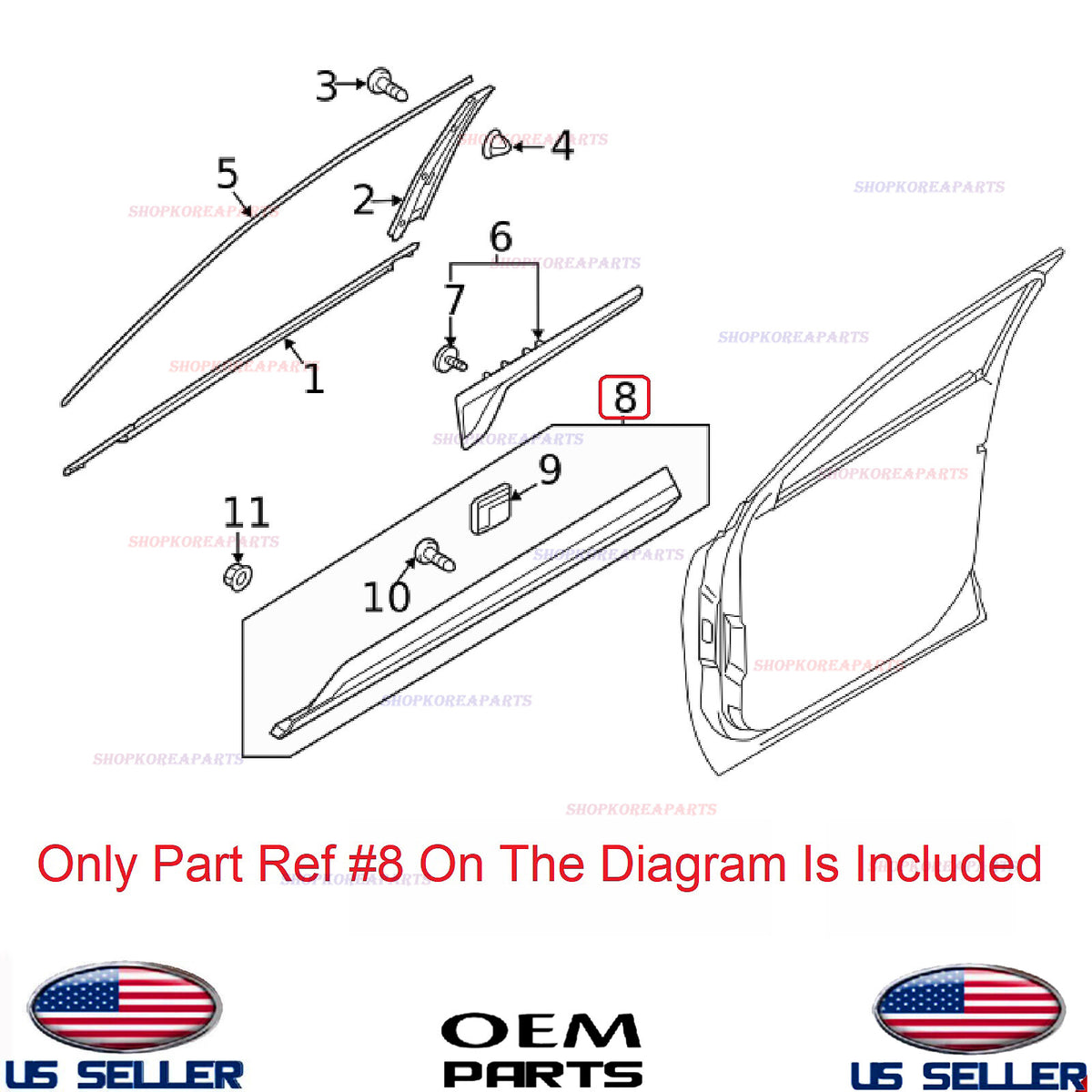 GENUINE Front Door Lower Molding LEFT Driver Side OEM Kia Sorento HYBRID 2024-25