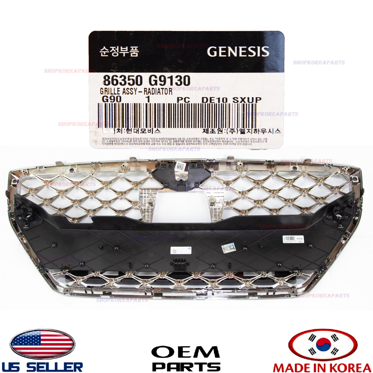 FRONT GRILLE ASSY RADIATOR GENUINE GENESIS G70 2019-2021 W/Hole Parking / camera
