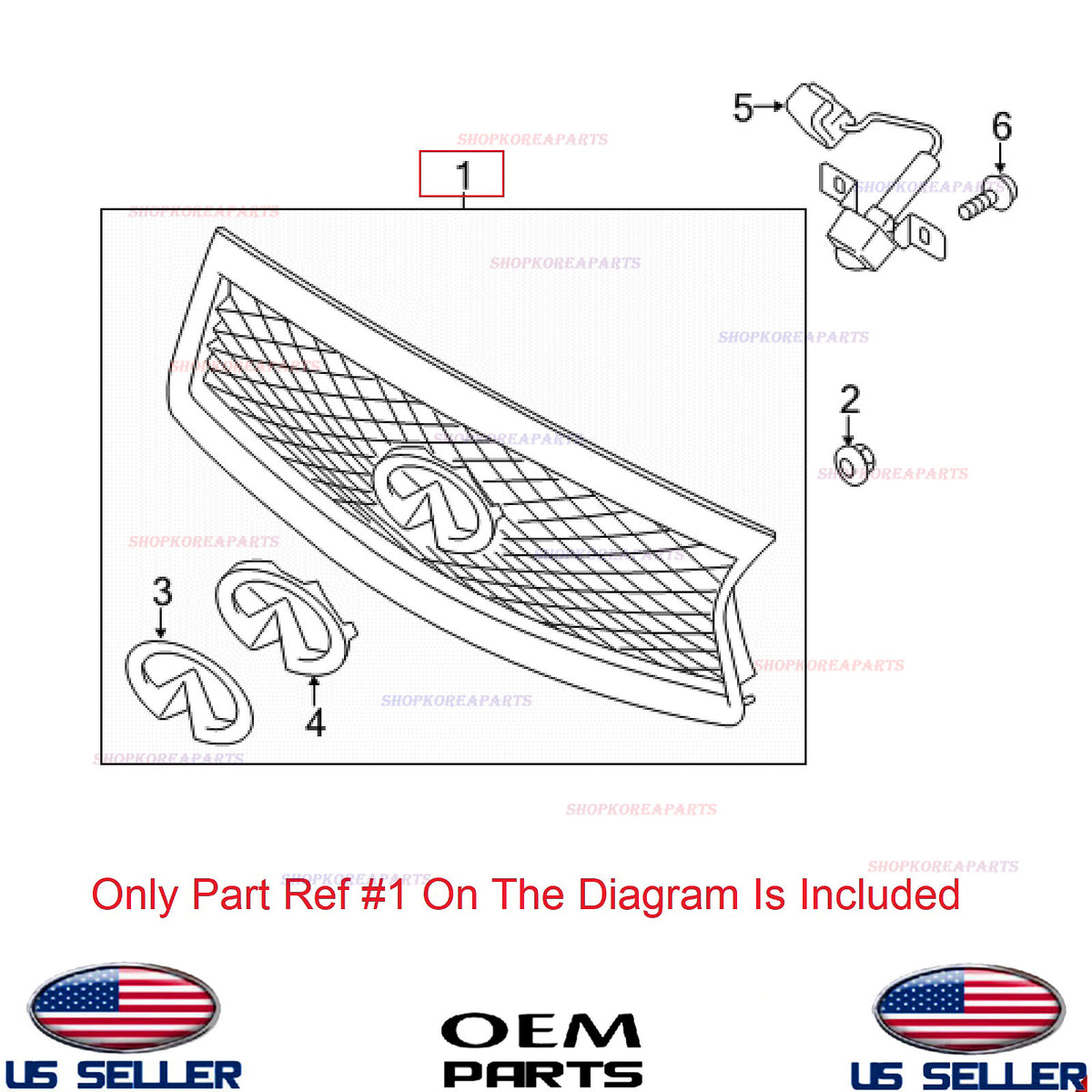GENUINE OEM Front Grille Assembly Infiniti Q50 2021-2024 62310-6HN1C