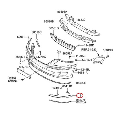 GENUINE OEM Front Bumper Right Passenger Side Upper Molding 12–14 Genesis Sedan