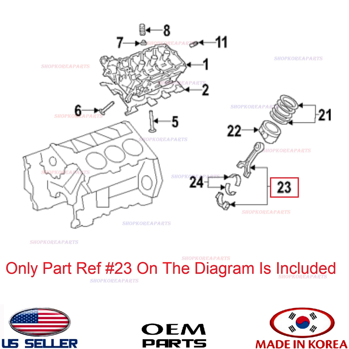 GENUINE Engine Connecting Rod OEM Hyundai Kia 3.8L V6 2010-24 *See Compatibility