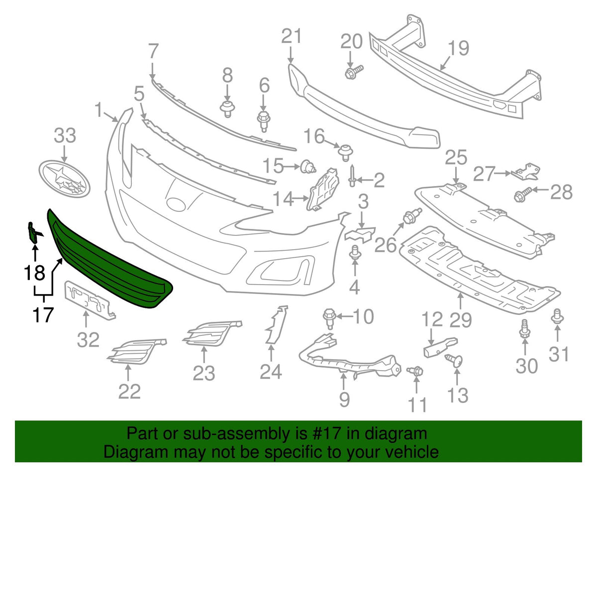 GENUINE OEM Front Bumper Intake Cover Grille 2017-2020 Subaru BRZ 57731CA450