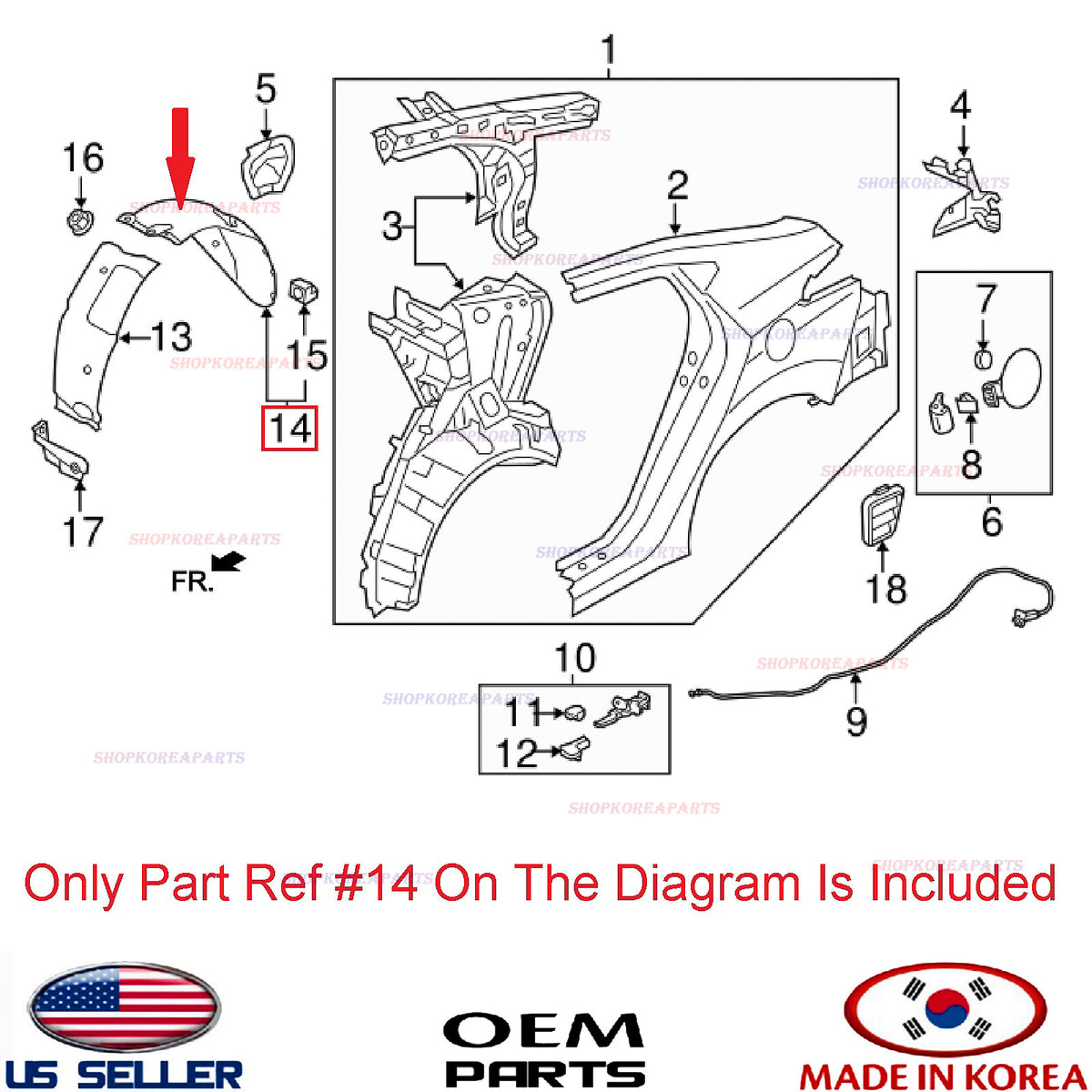GENUINE Fender Liner Rear LEFT Driver Side ⭐OEM⭐ Hyundai Elantra Sedan 2014-2016