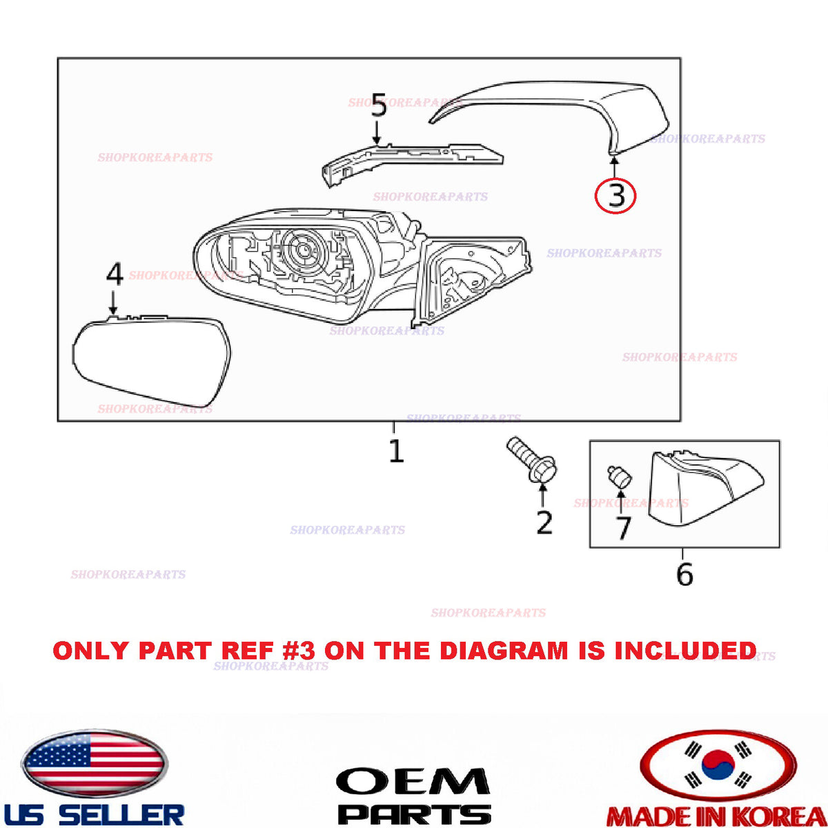 GENUINE WHITE Scalp Cap Cover RIGHT Passenger Side Mirror ⭐OEM⭐ VELOSTER 2019-21