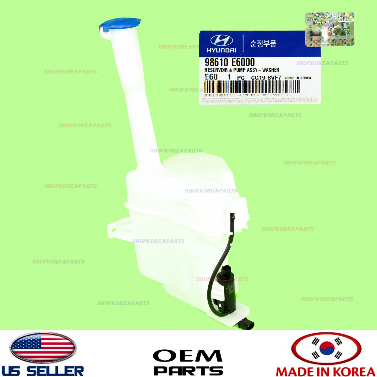 GENUINE OEM Windshield Washer Reservoir Tank w/ Pump 2016–2019 Hyundai Sonata