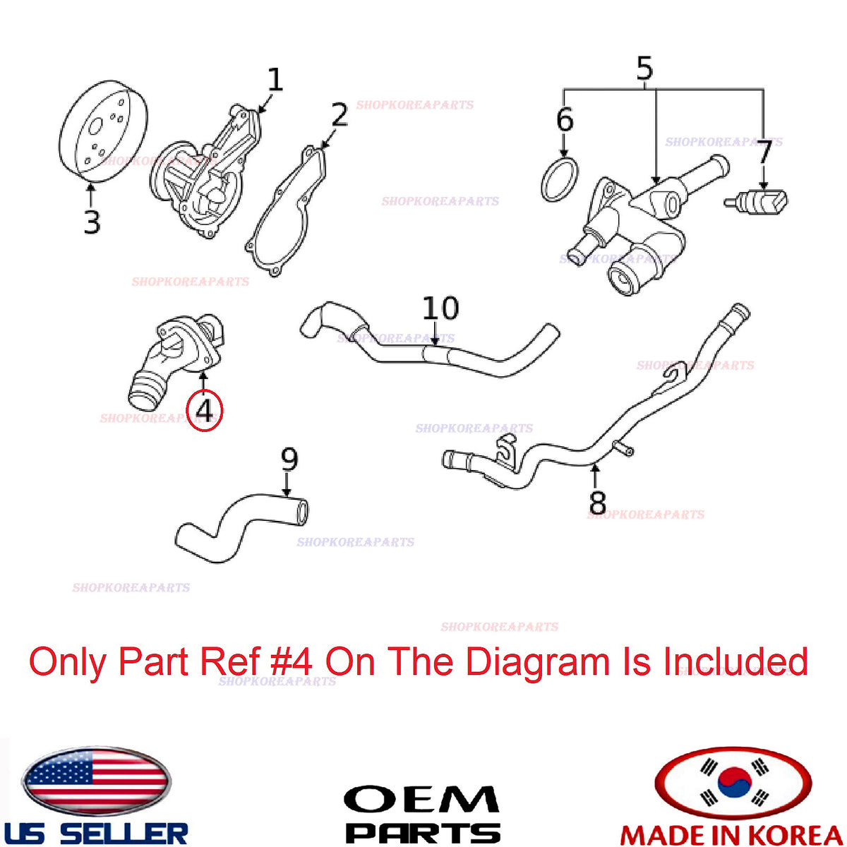 GENUINE OEM Engine Coolant Thermostat Housing HYUNDAI KIA 2.0L See compatibility