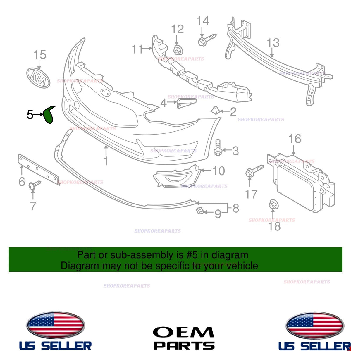 GENUINE OEM Front Tow Hook Cover Cap 2014-2016 Kia Cadenza 86517-3R500