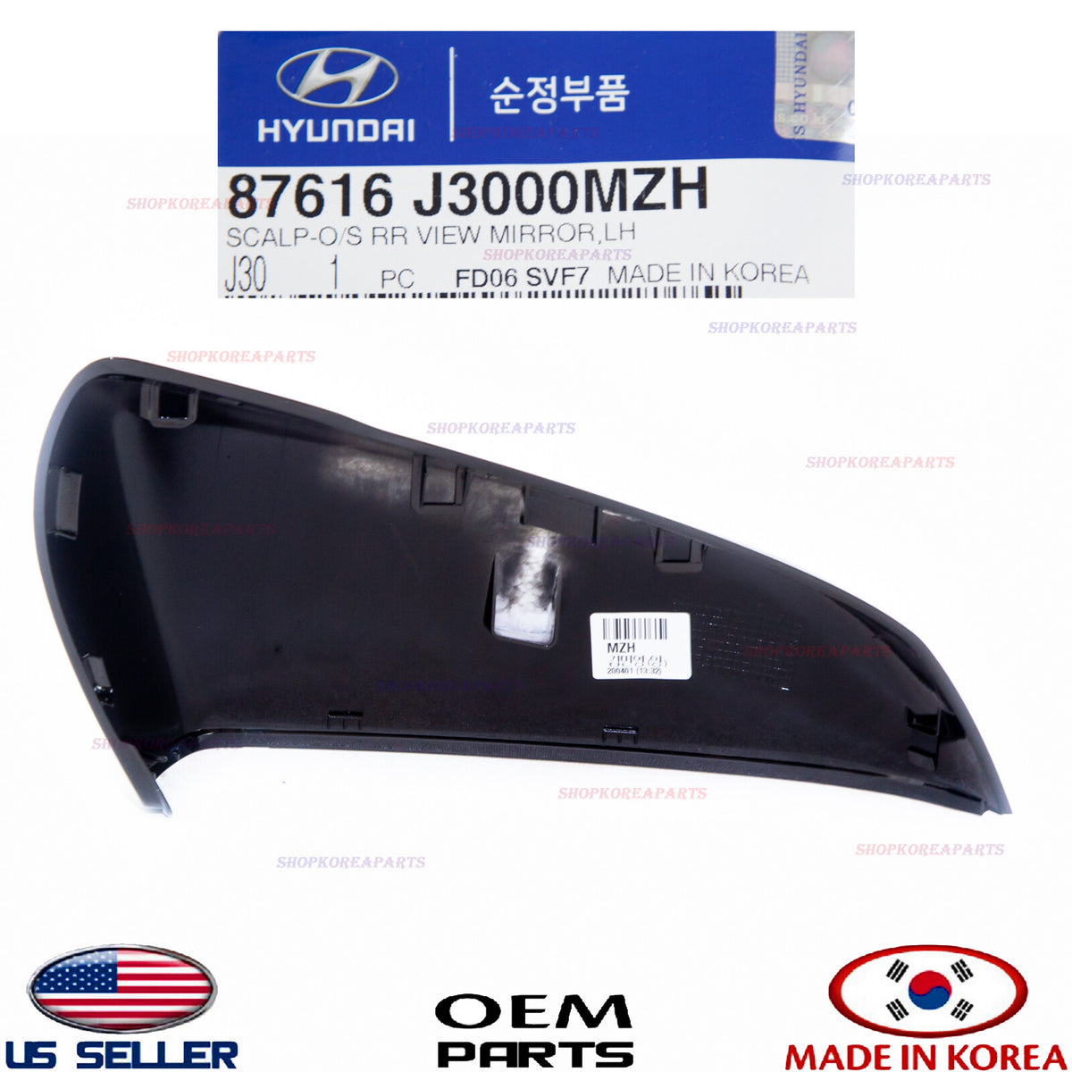 GENUINE Mirror Cover Cap BLACK Driver Side ⭐OEM⭐ HYUNDAI VELOSTER 2019-2021