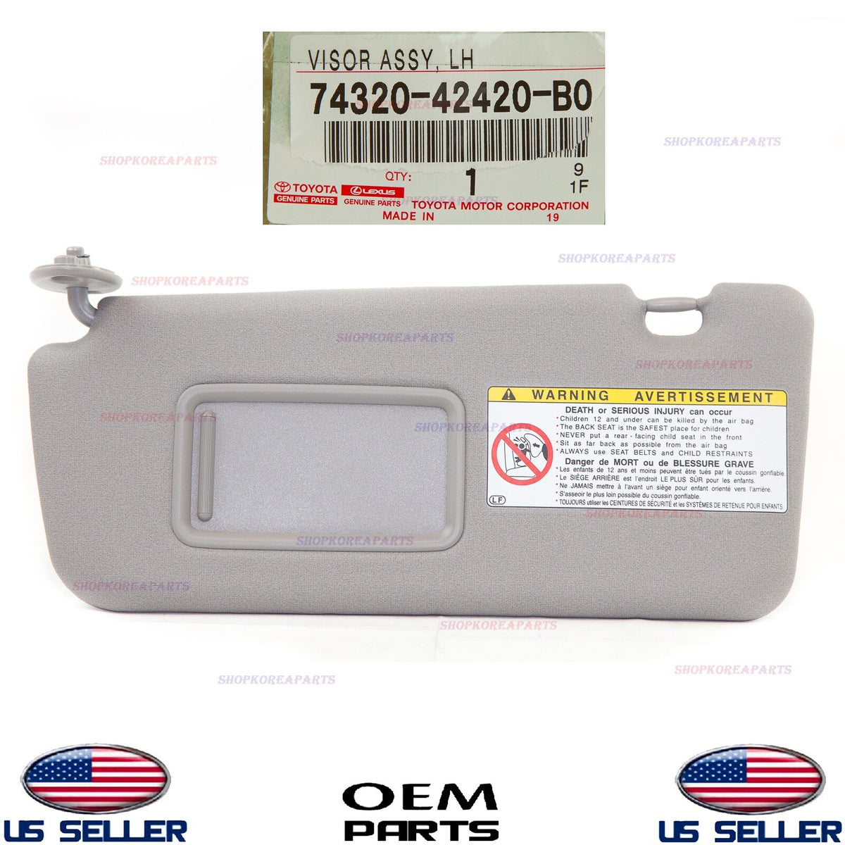 GENUINE Sun Visor Front LEFT Driver Side GRAY ⭐OEM⭐ TOYOTA RAV4 2004-2005