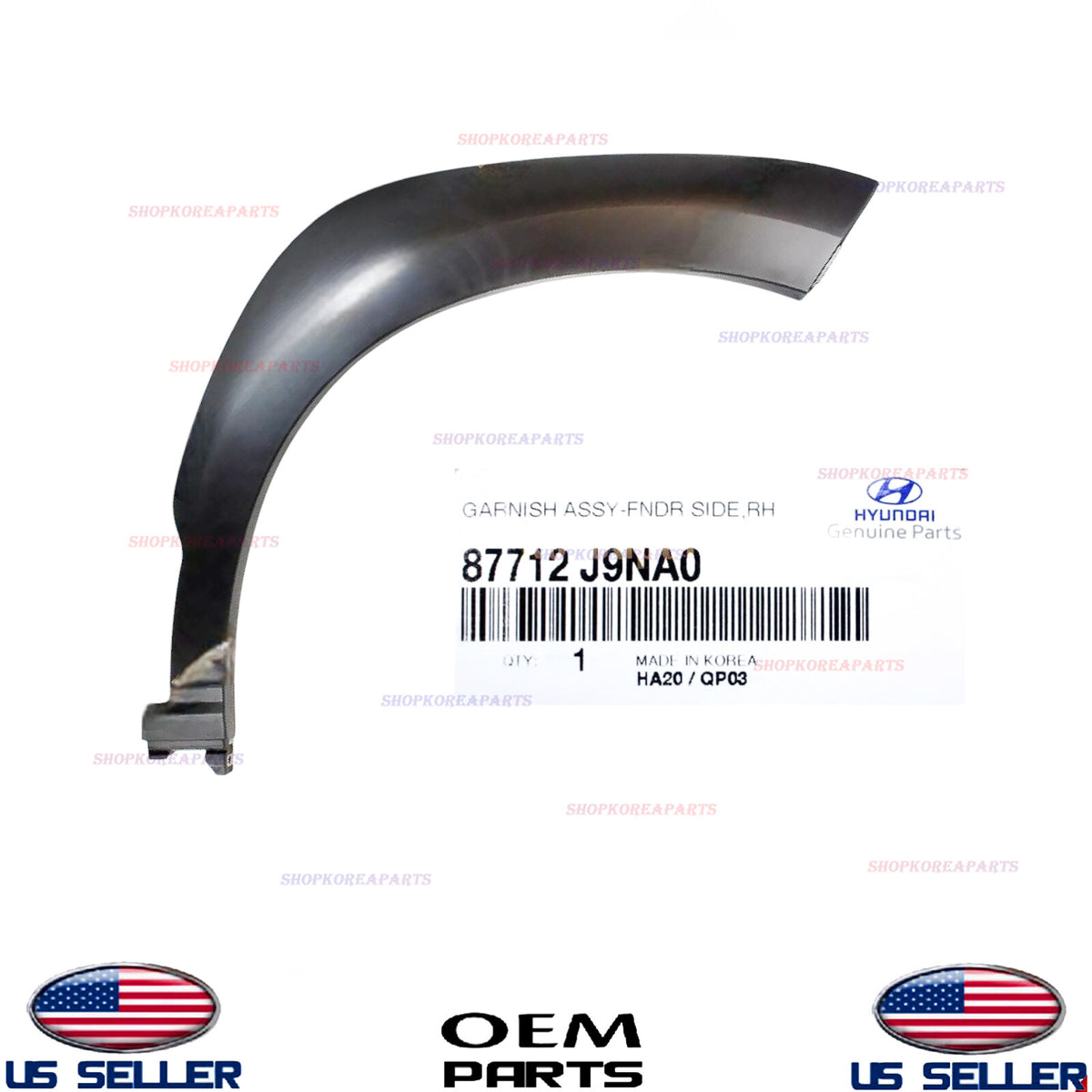 GENUINE OEM Front RIGHT Passenger Side Fender Wheel Molding 2022-23 Hyundai Kona