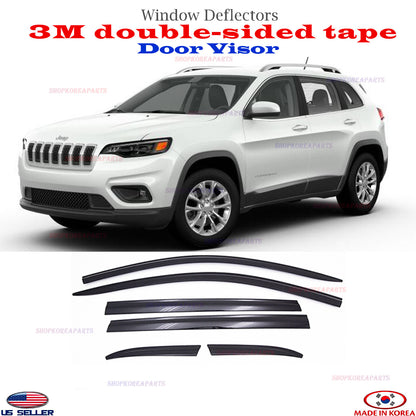 SMOKE DOOR VISOR WINDOW VENT DEFLECTOR ⭐6pcs⭐ fits for JEEP CHEROKEE 2015-2024
