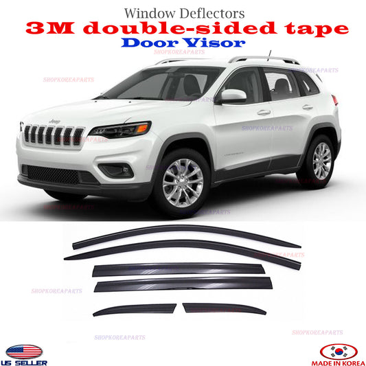 SMOKE DOOR VISOR WINDOW VENT DEFLECTOR ⭐6pcs⭐ fits for JEEP CHEROKEE 2015-2024
