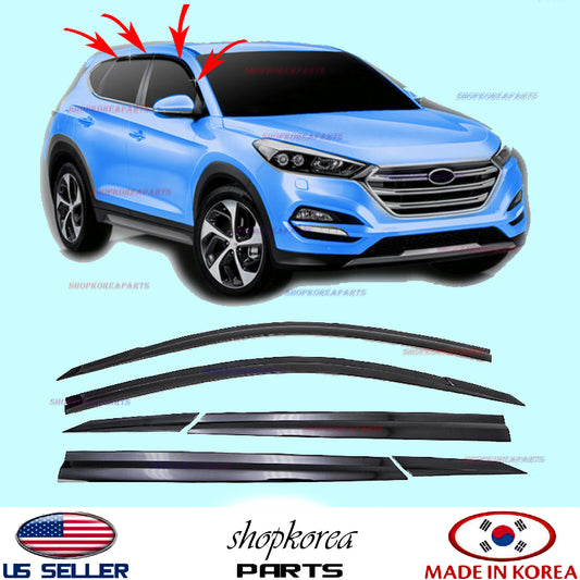 SMOKED DOOR VISOR WINDOW VENT DEFLECTOR 【6PCS】 fits HYUNDAI TUCSON 2016-2021