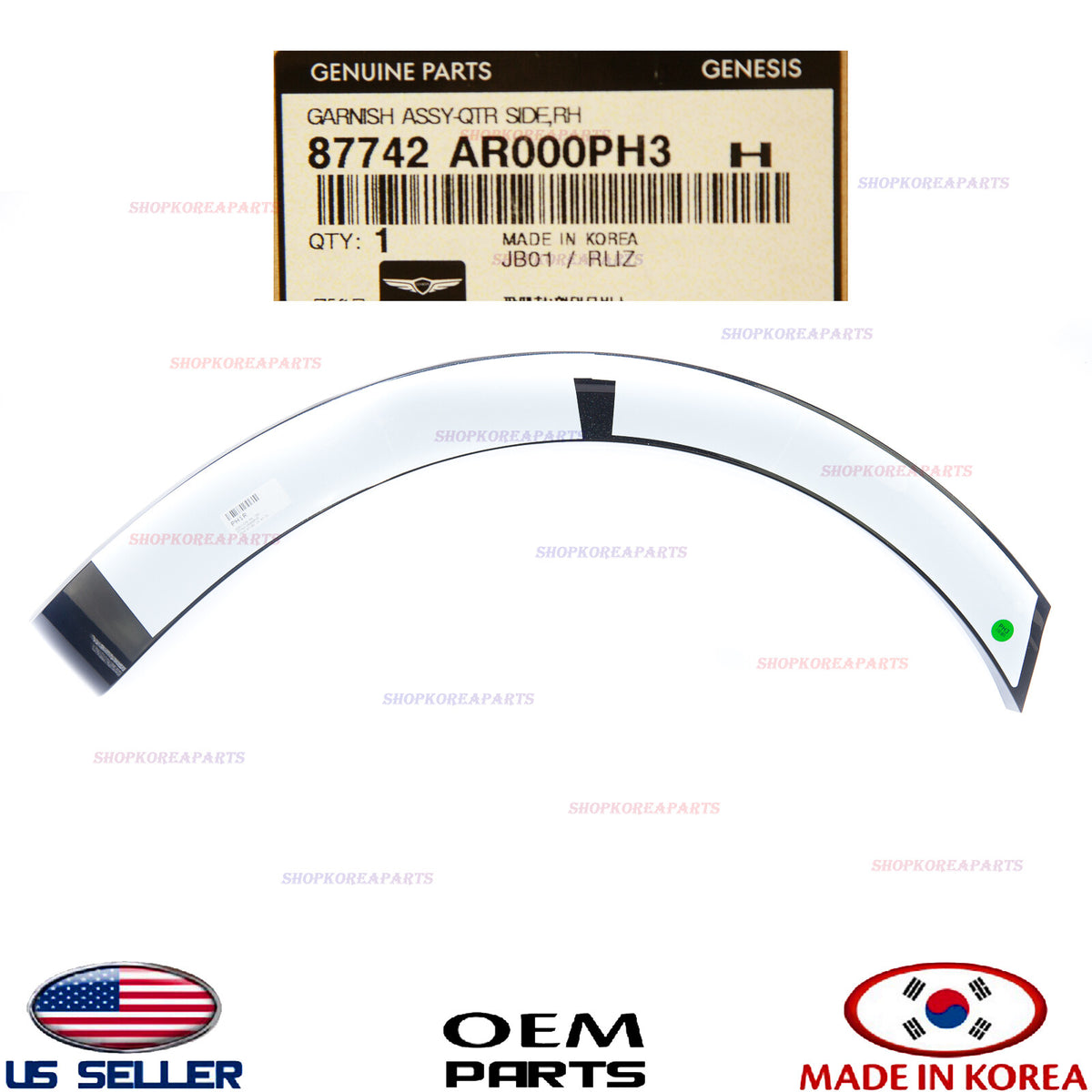 GENUINE Black Rear Fender Wheel Molding RIGHT Passenger OEM GV70 non Sport 22-26