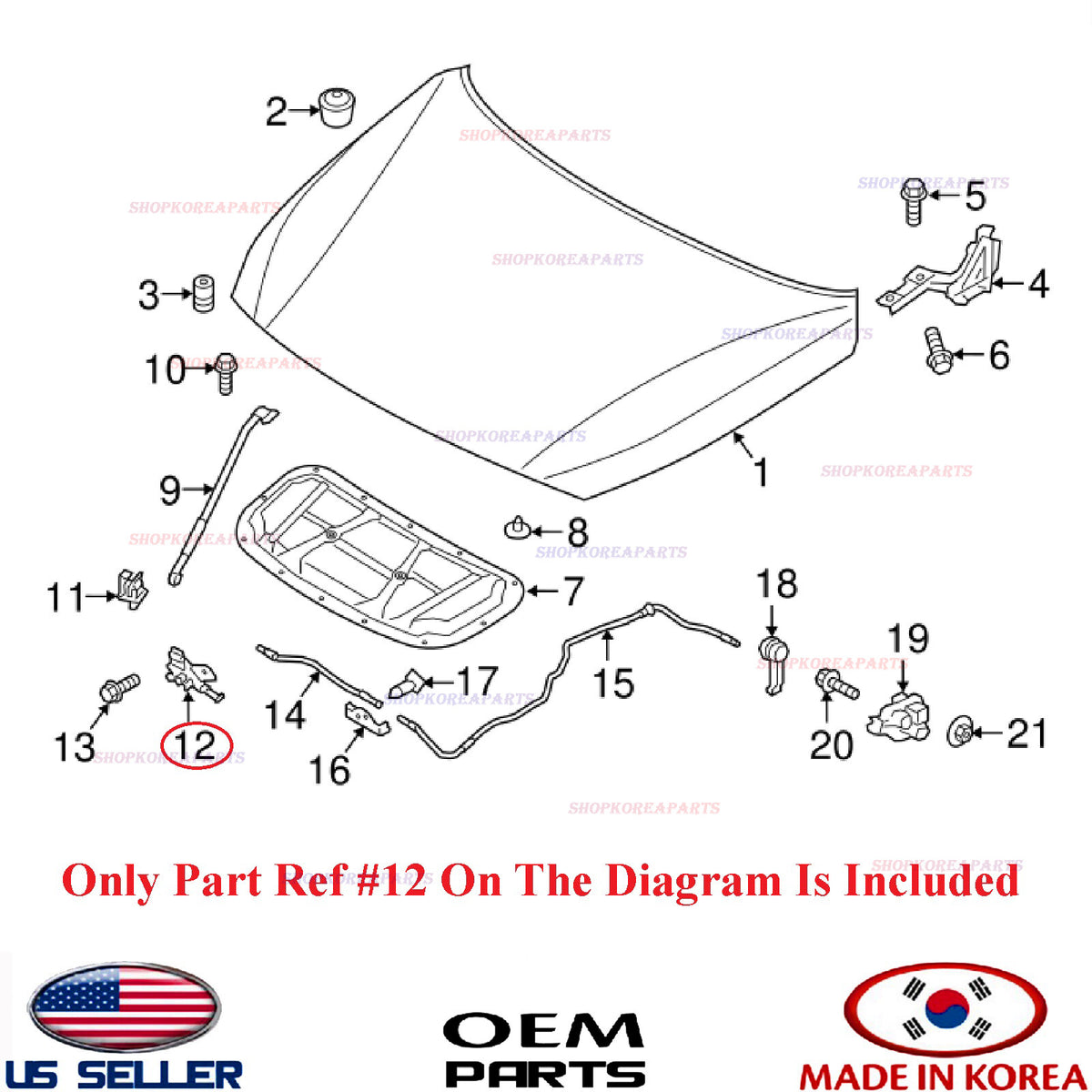 GENUINE Hood Lock Latch Assy ⭐OEM⭐ HYUNDAI ELANTRA GT Hatchback 2018-2020