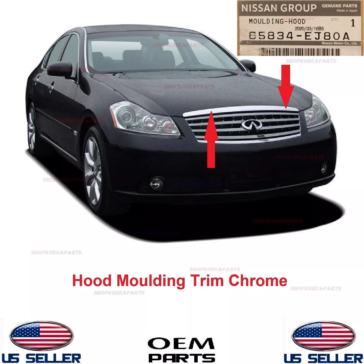 ✅GENUINE✅ Hood Moulding Trim Chrome ⭐OEM⭐ INFINITI M35 M45 2006-2010 65834-EJ80A