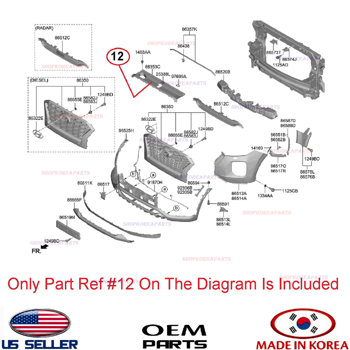GENUINE Cover Radiator Grille Upper Sight Shield ⭐OEM⭐ HYUNDAI PALISADE 2020-22