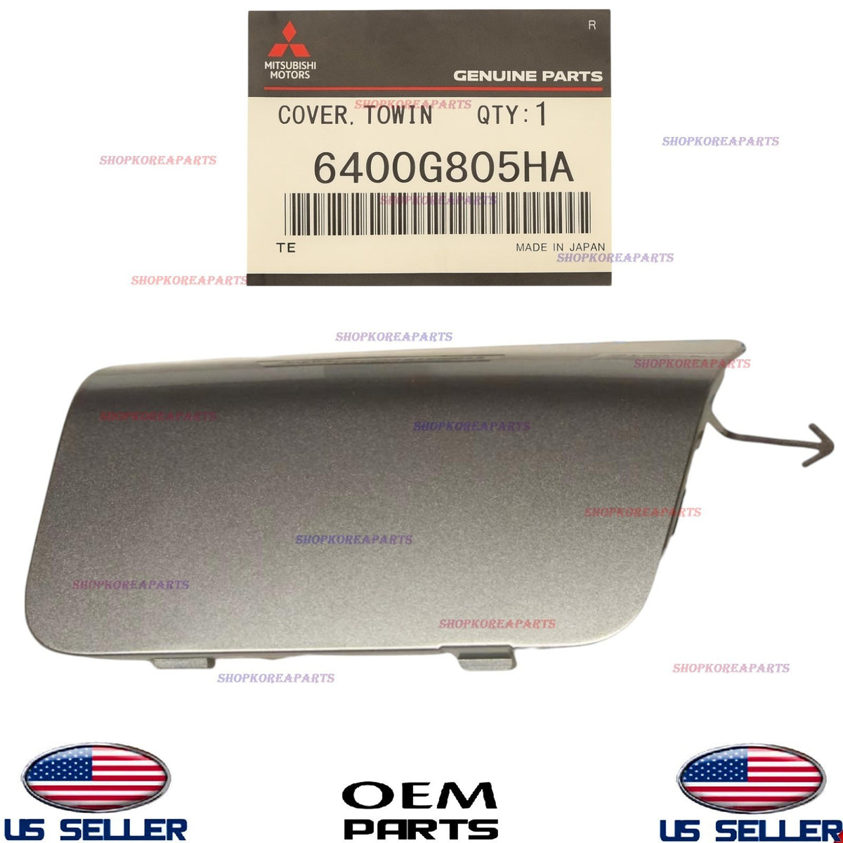 GENUINE Front Bumper Tow Eye Hook Cap Cover GRAY OEM Mitsubishi Lancer 2016-2017