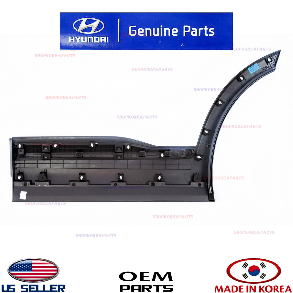 Rear Door Lower Molding Right Passenger Side w/Chrome Garnish Santa Fe 2019-2023