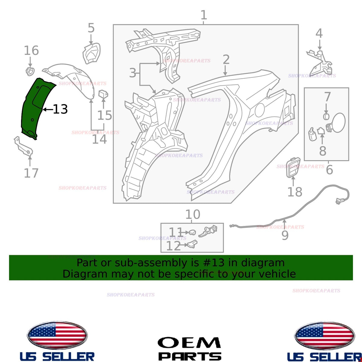 GENUINE Fender Liner Rear RIGHT Passenger Side Front Piece 2013-2016 Elantra