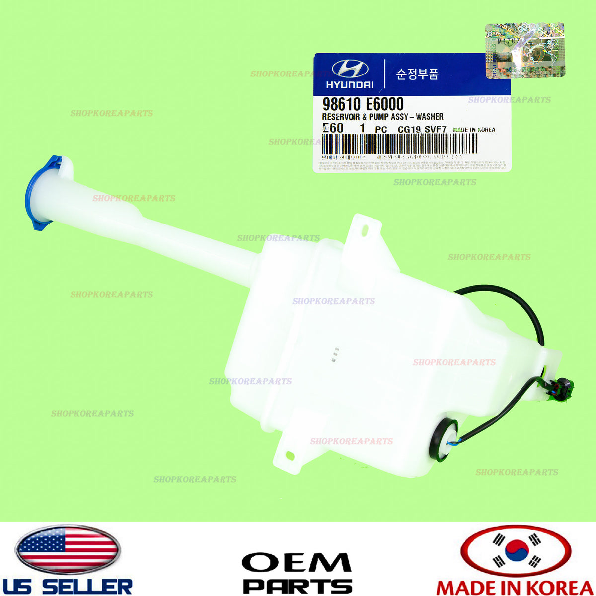 GENUINE OEM Windshield Washer Reservoir Tank w/ Pump 2016–2019 Hyundai Sonata