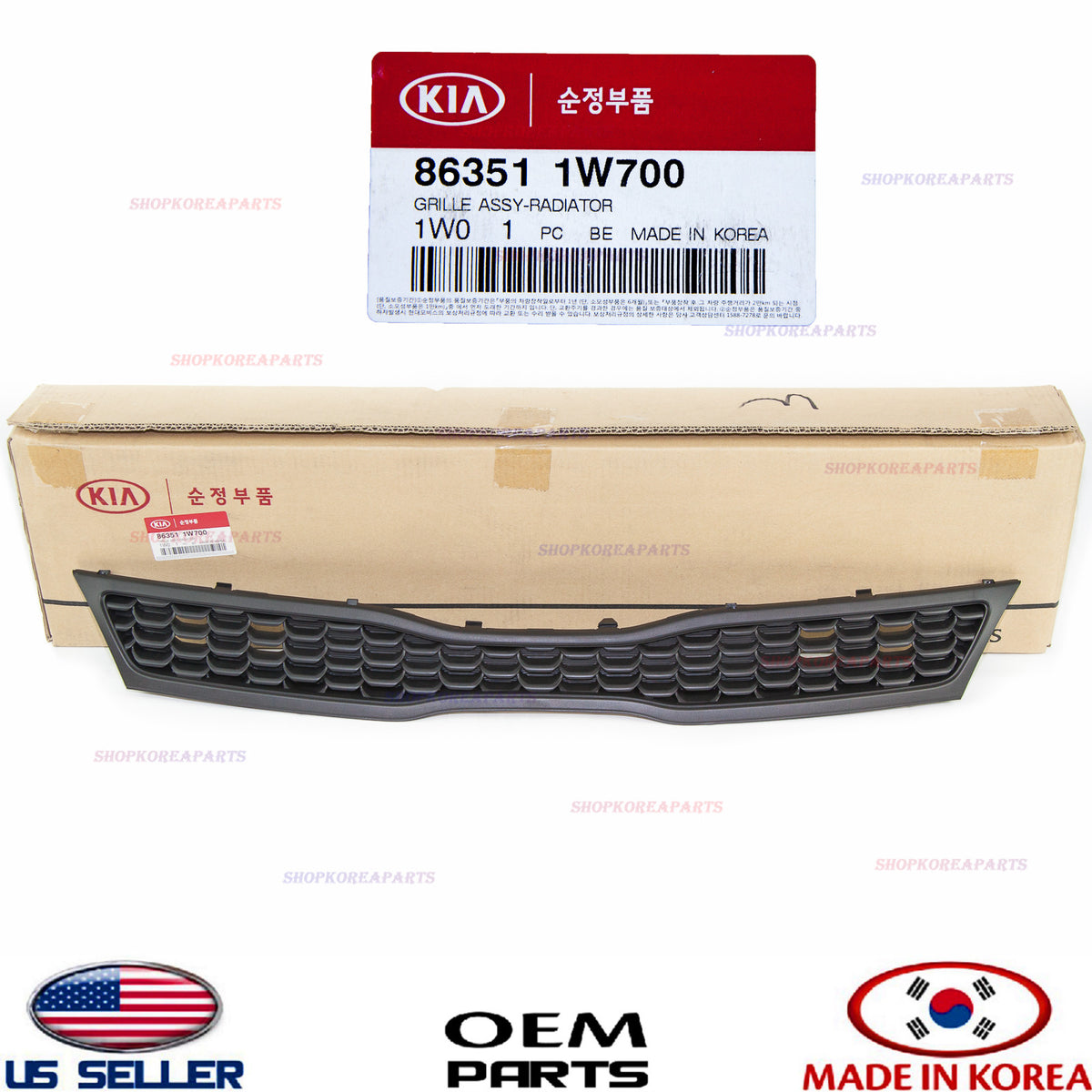 GRILLE RADIATOR FRONT BLACK GENUINE! KIA RIO 5 DR HATCHBACK 2016-2017 863511W700
