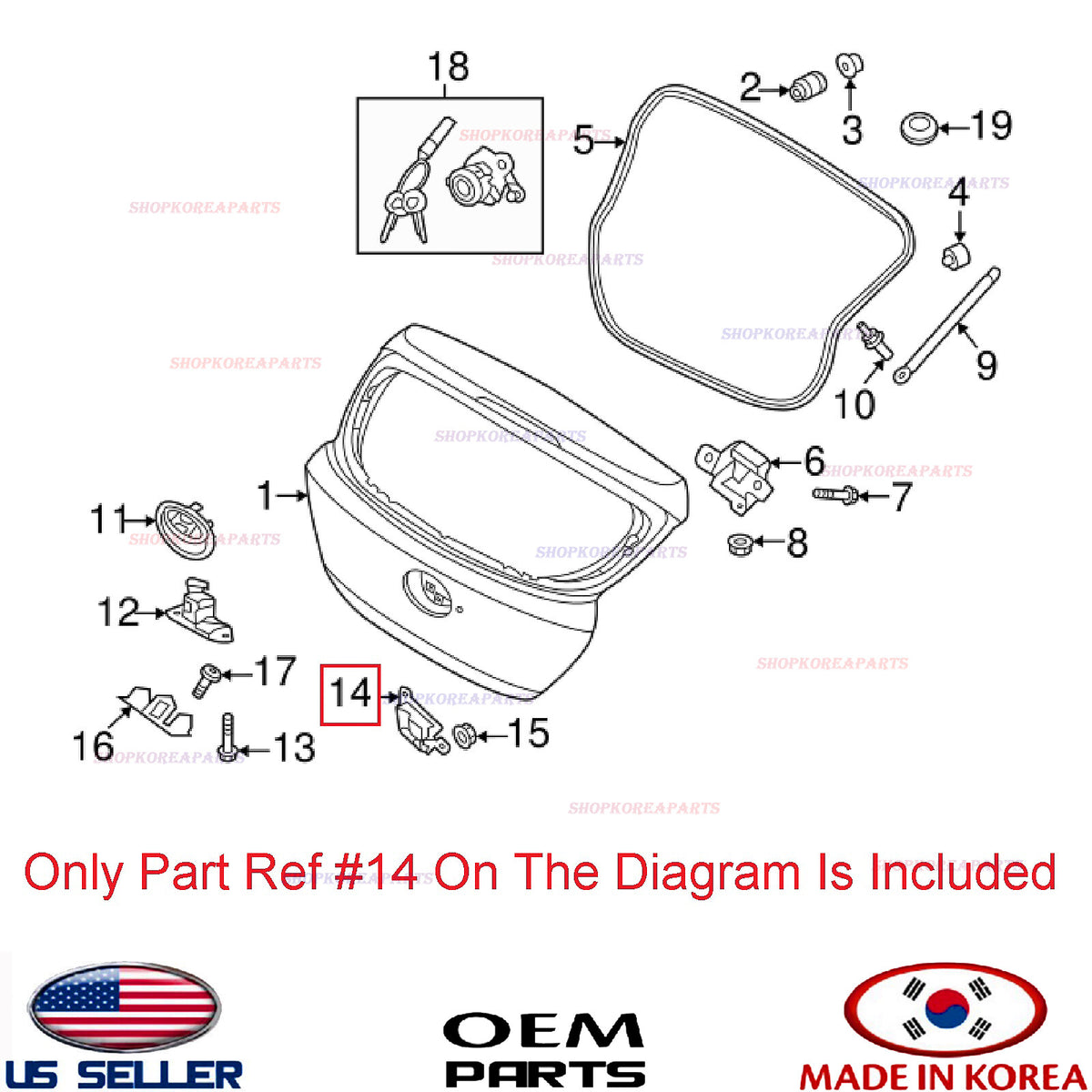 GENUINE Trunk Lock Actuator Tail Gate Latch Release ⭐ Hyundai ACCENT SOLARIS 5DR