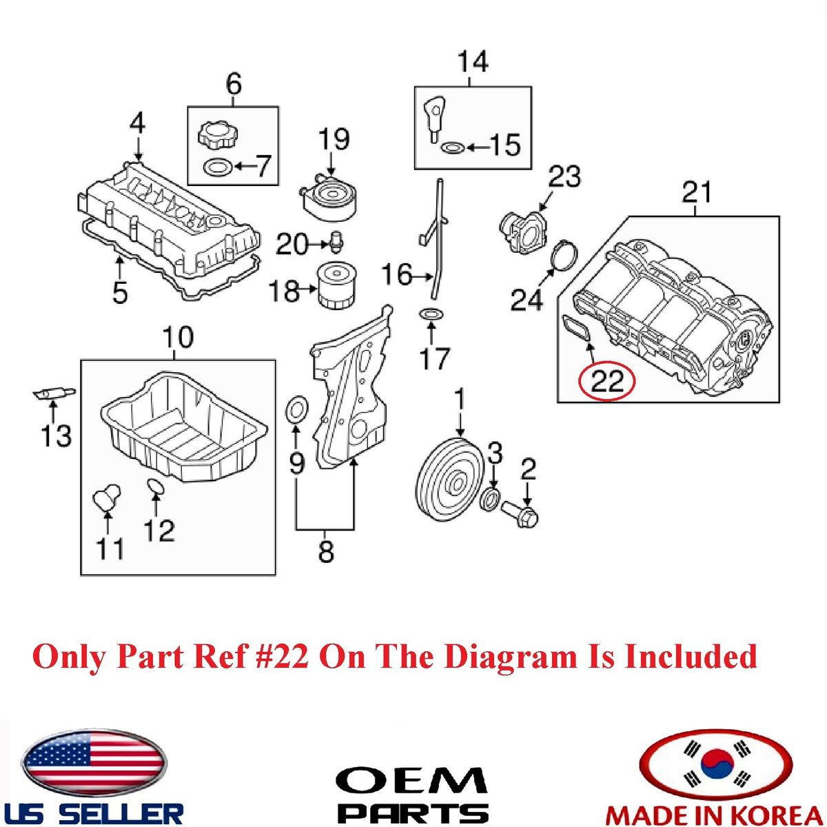 GENUINE Engine Intake Manifold Gasket set 1pcs OEM HYUNDAI KIA See compatibility