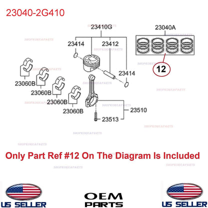 GENUINE Engine Piston Ring SET ⭐OEM⭐ HYUNDAI KIA 2.0L Turbo *See compatibility