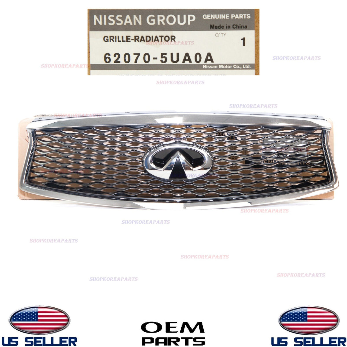 GENUINE Front Bumper Upper Grille Chrome OEM⭐ INFINITI QX50 2016-2017 620705UA0A