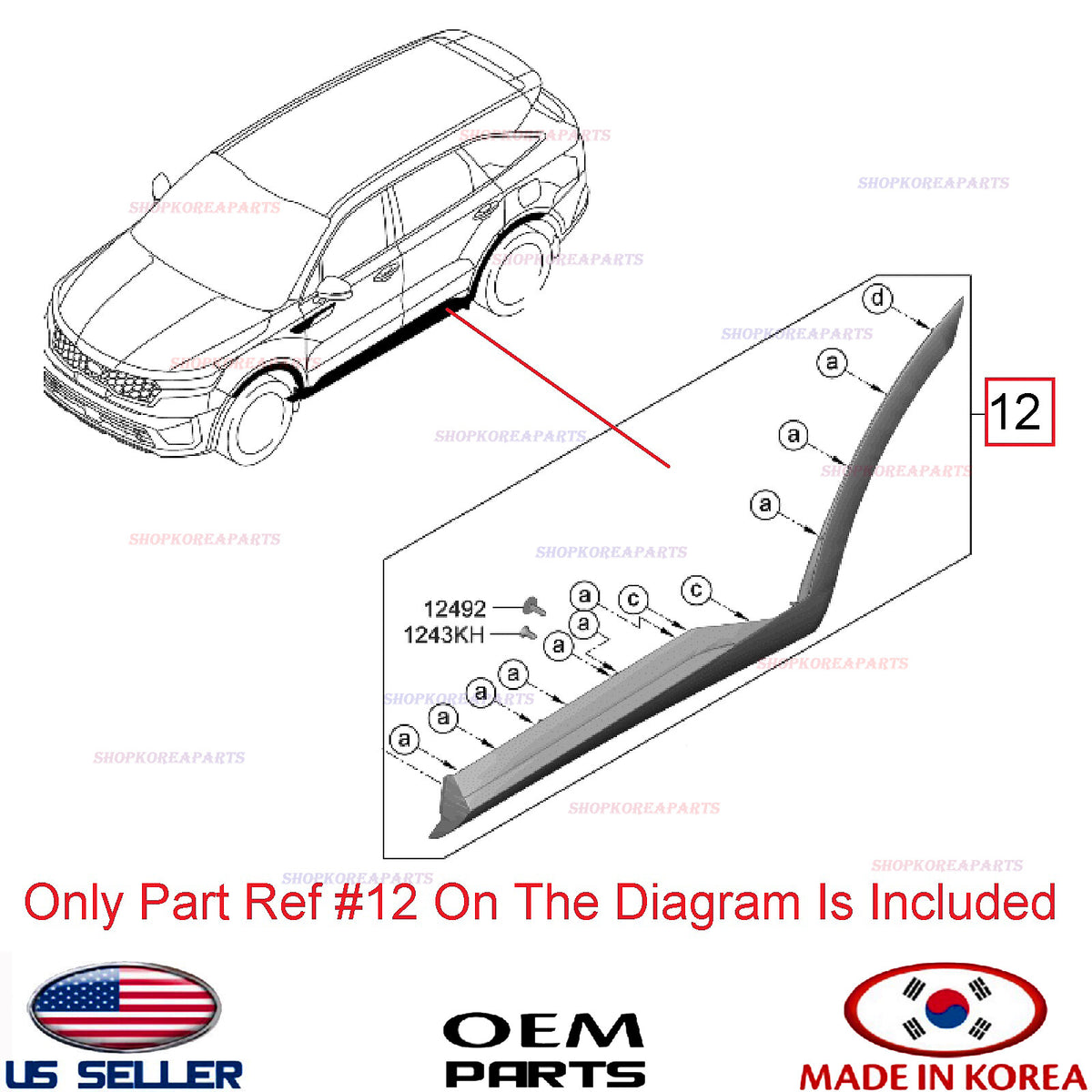GENUINE OEM Rear Door Lower Molding LEFT Driver Side 2016-2020 Kia Sorento