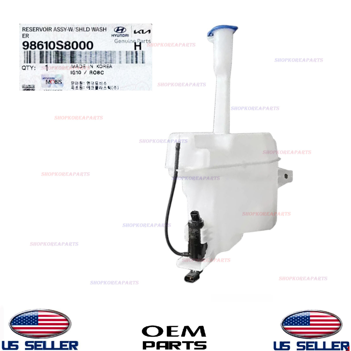 GENUINE Windshield Water Reservoir Water Tank & Pump OEM 20-25 Hyundai Palisade